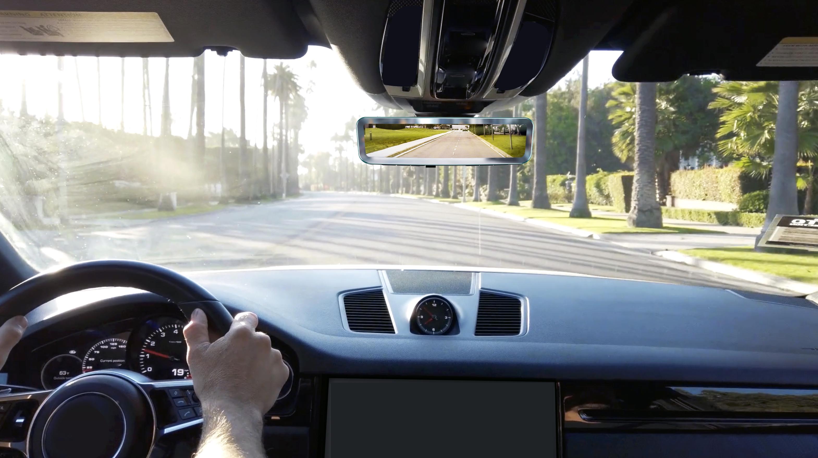726-253 9" FRAMELESS OEM STYLE REAR VIEW MIRROR WITH CAMERA