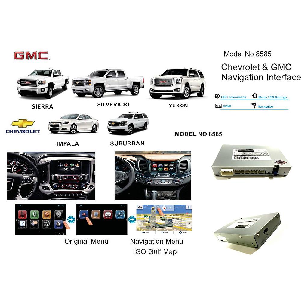 8585 - ANDROID INTERFACE FOR GMC SIERRA, SILVERADO, YUKON, CHEVROLET IMPALA, SUBURBAN
